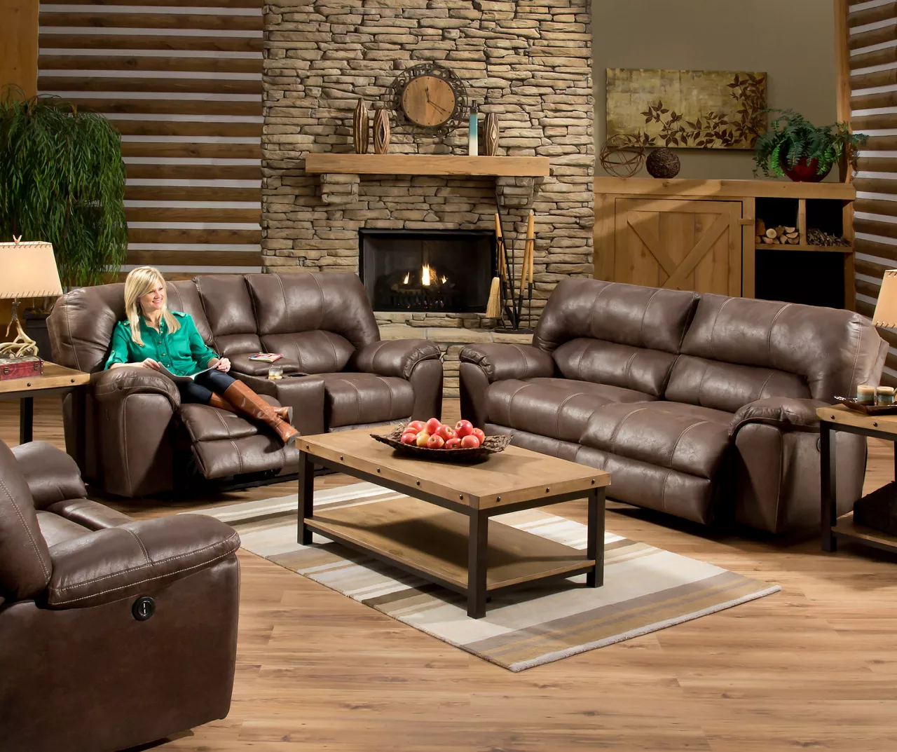 Stallion Brown Reclining Console Loveseat - Image 2