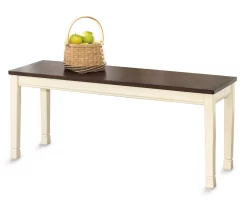 Whitesburg Cottage White & Brown Dining Room Bench