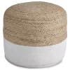 Sweed Valley Natural & White Round Pouf