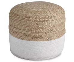 Sweed Valley Natural & White Round Pouf