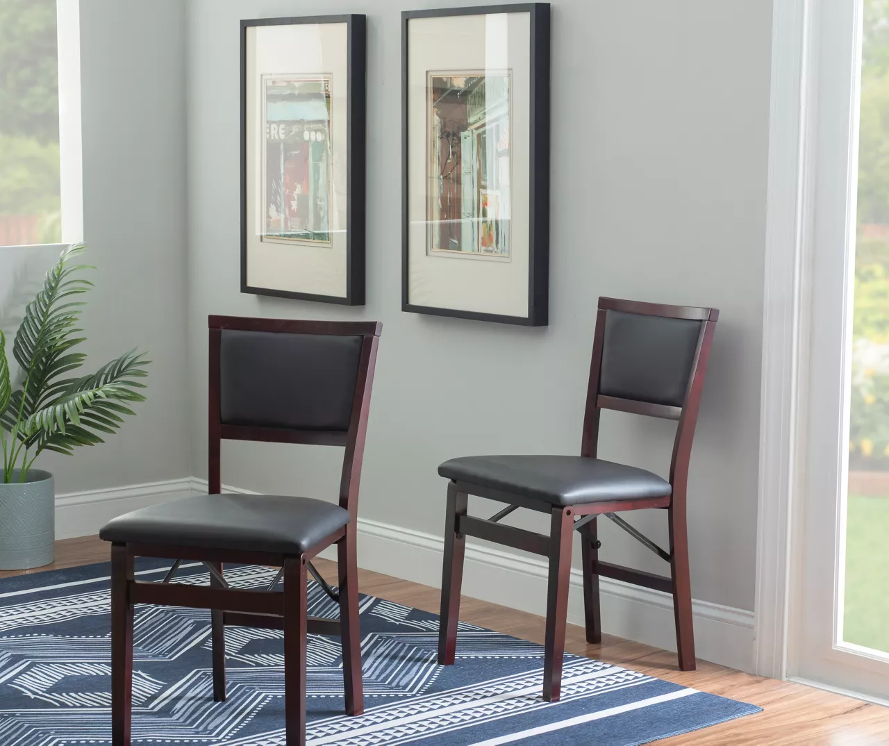 Brown Classic Open Back Folding Chairs, 2-Pack - Image 2