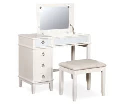 Piper White Mirror Vanity Set With Stool