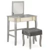 Betty Silver Mirror Vanity Set With Stool
