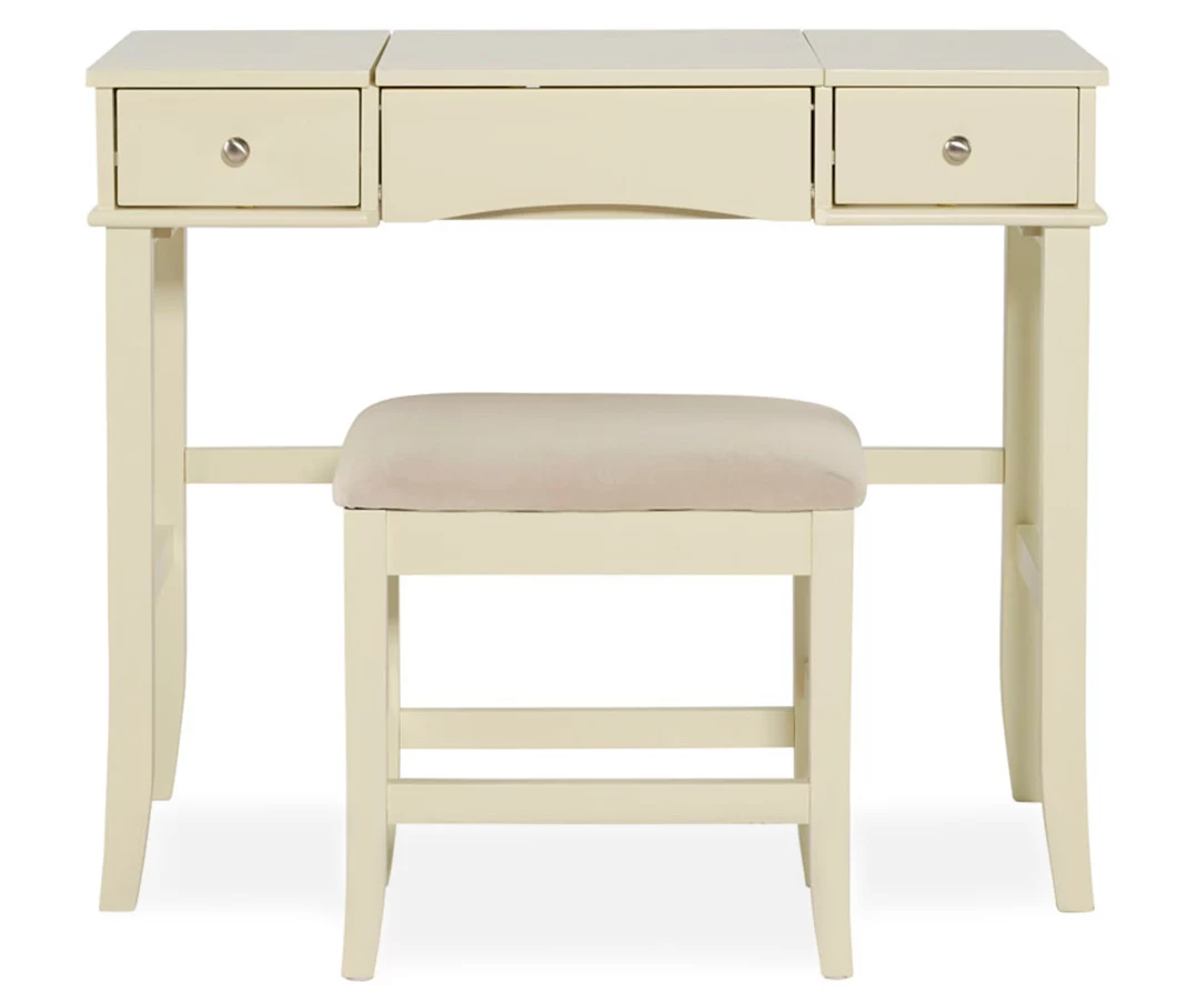 Caroline Cream Mirror Vanity Set With Stool - Image 5