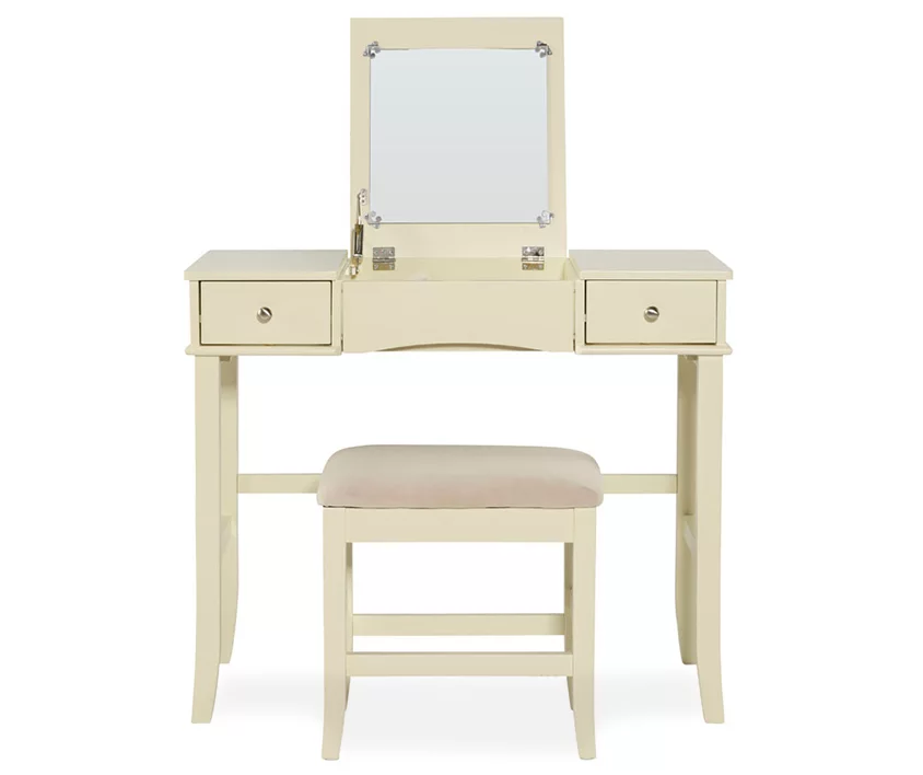 Caroline Cream Mirror Vanity Set With Stool - Image 4