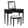 Black Butterfly Mirror Vanity Set With Stool