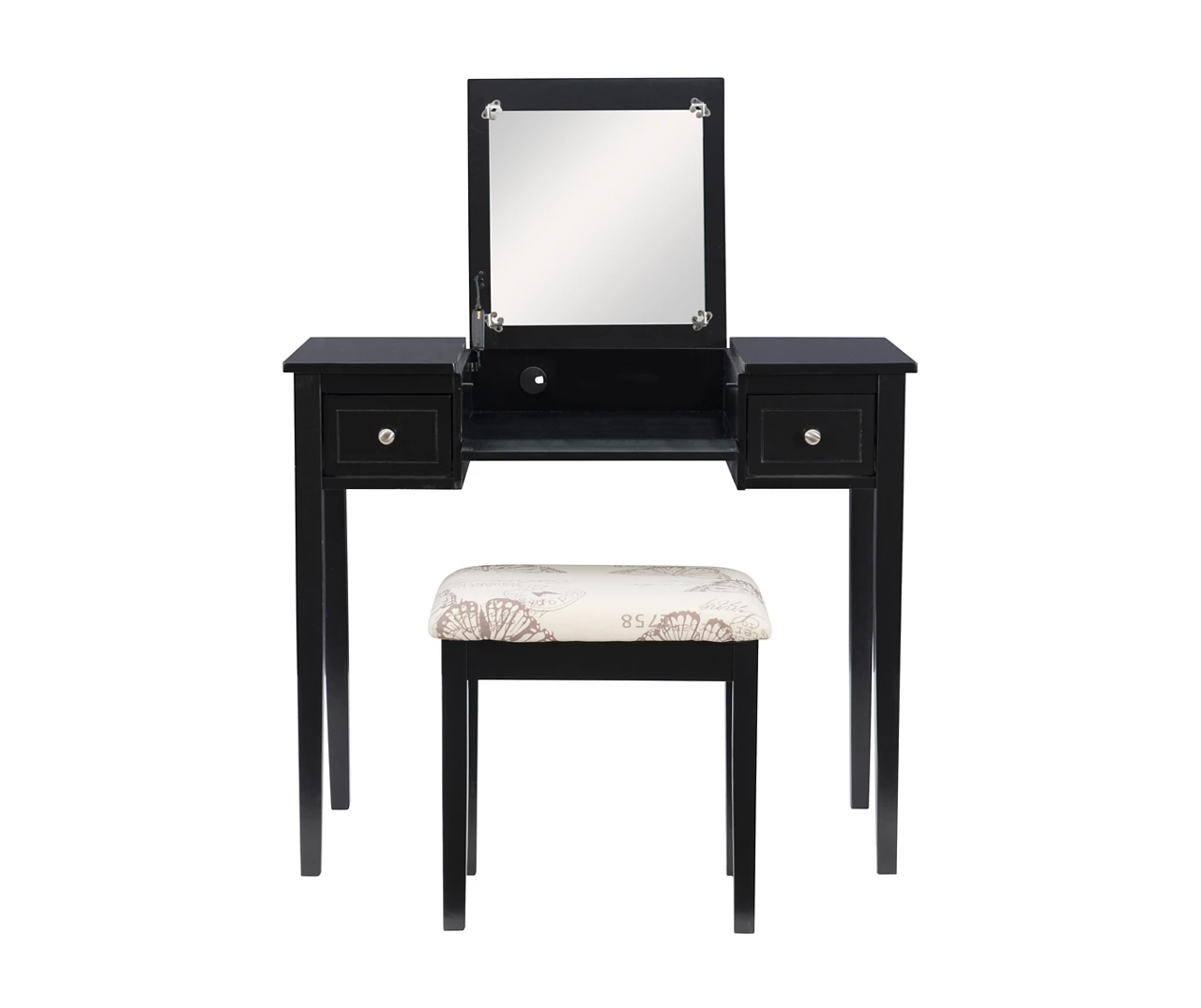 Black Butterfly Mirror Vanity Set With Stool - Image 7