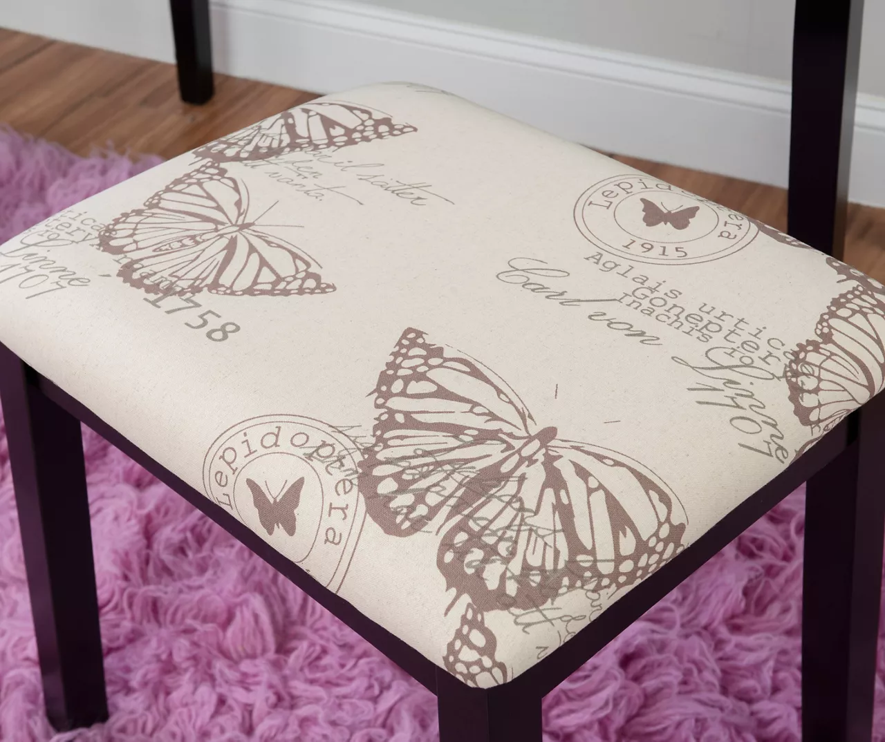 Black Butterfly Mirror Vanity Set With Stool - Image 6