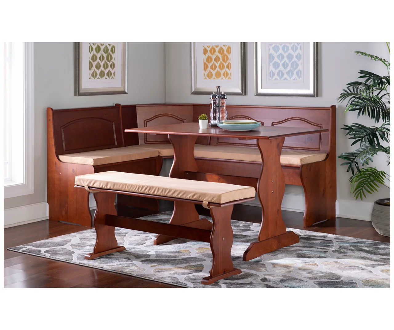 Beige Microfiber Cushion Set For Breakfast Nook - Image 13