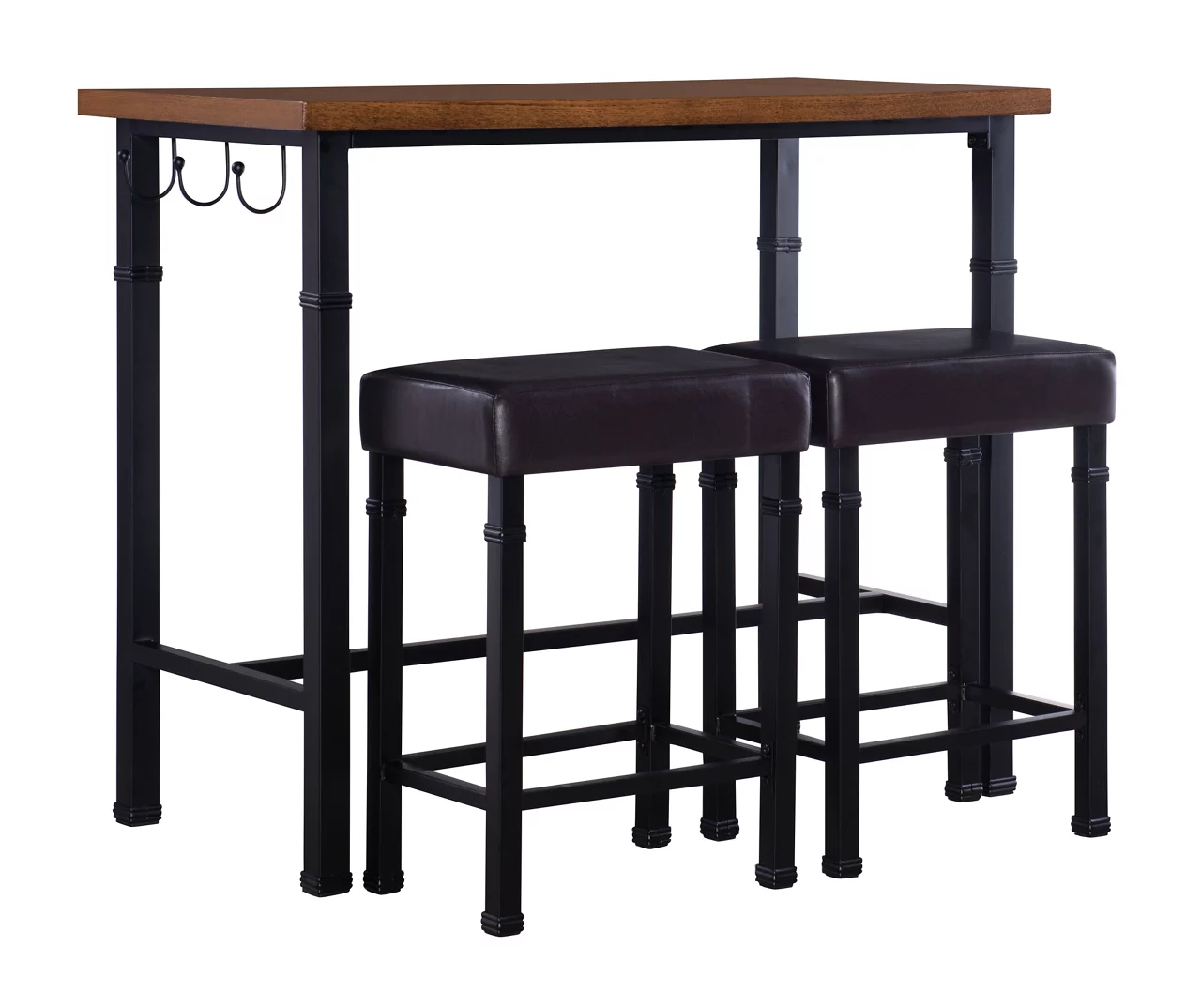 Luke Industrial 3-Piece Pub Table Set With Hooks - Image 2