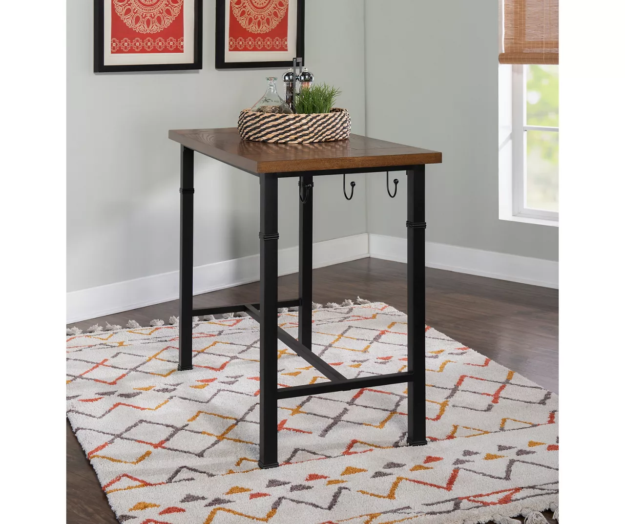 Luke Industrial 3-Piece Pub Table Set With Hooks - Image 11