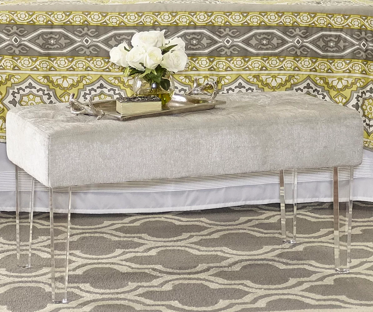 Marie Platinum Padded Glam Acrylic Bench - Image 3