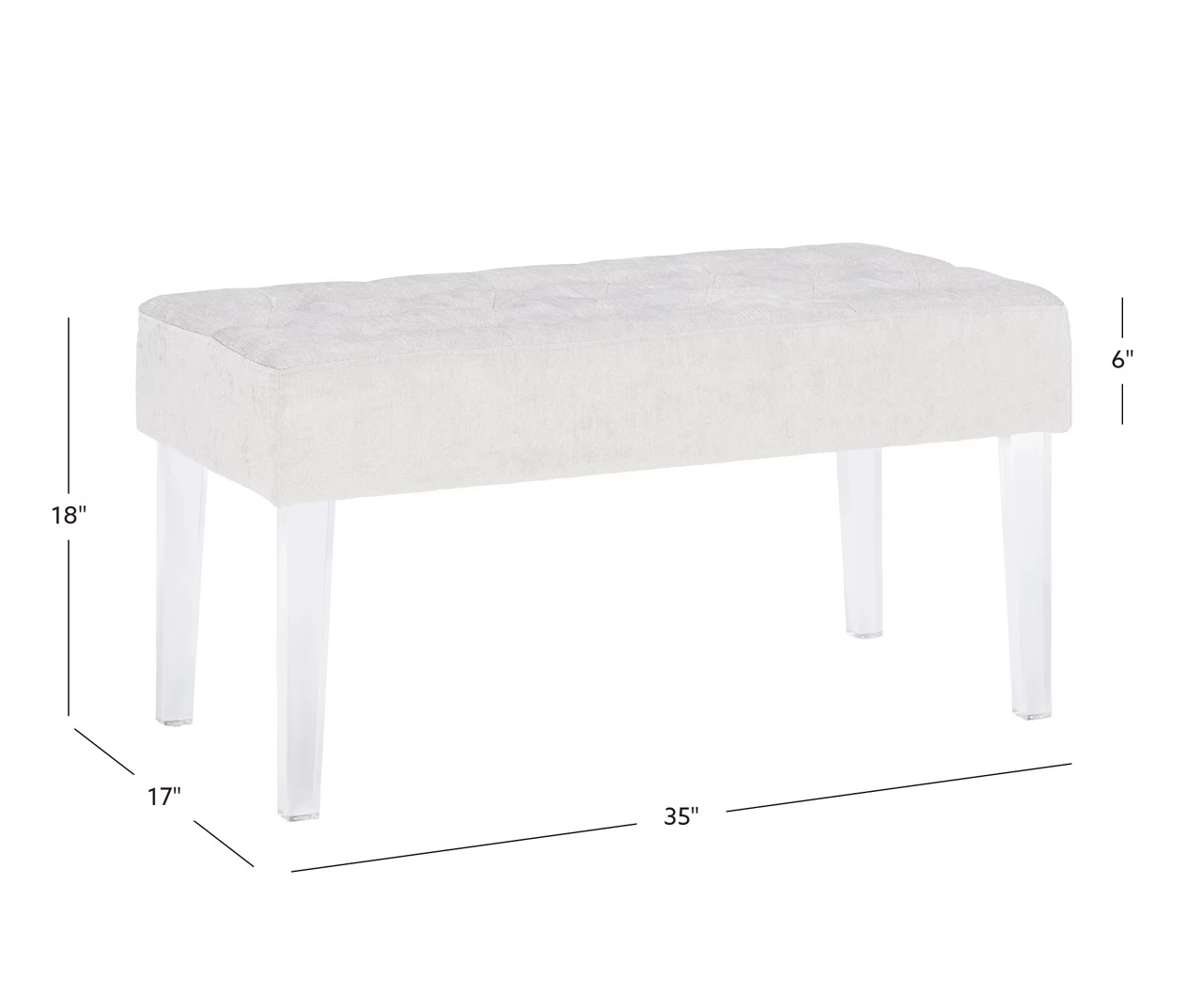 Marie Platinum Padded Glam Acrylic Bench - Image 8