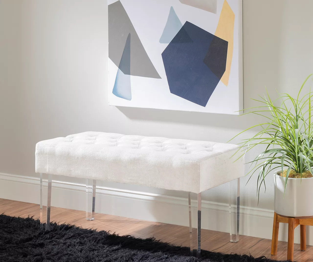 Marie Platinum Padded Glam Acrylic Bench - Image 2