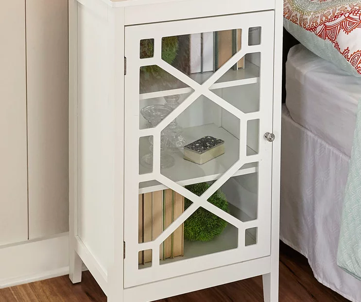 Ava White Geometric Single Door Cabinet - Image 2