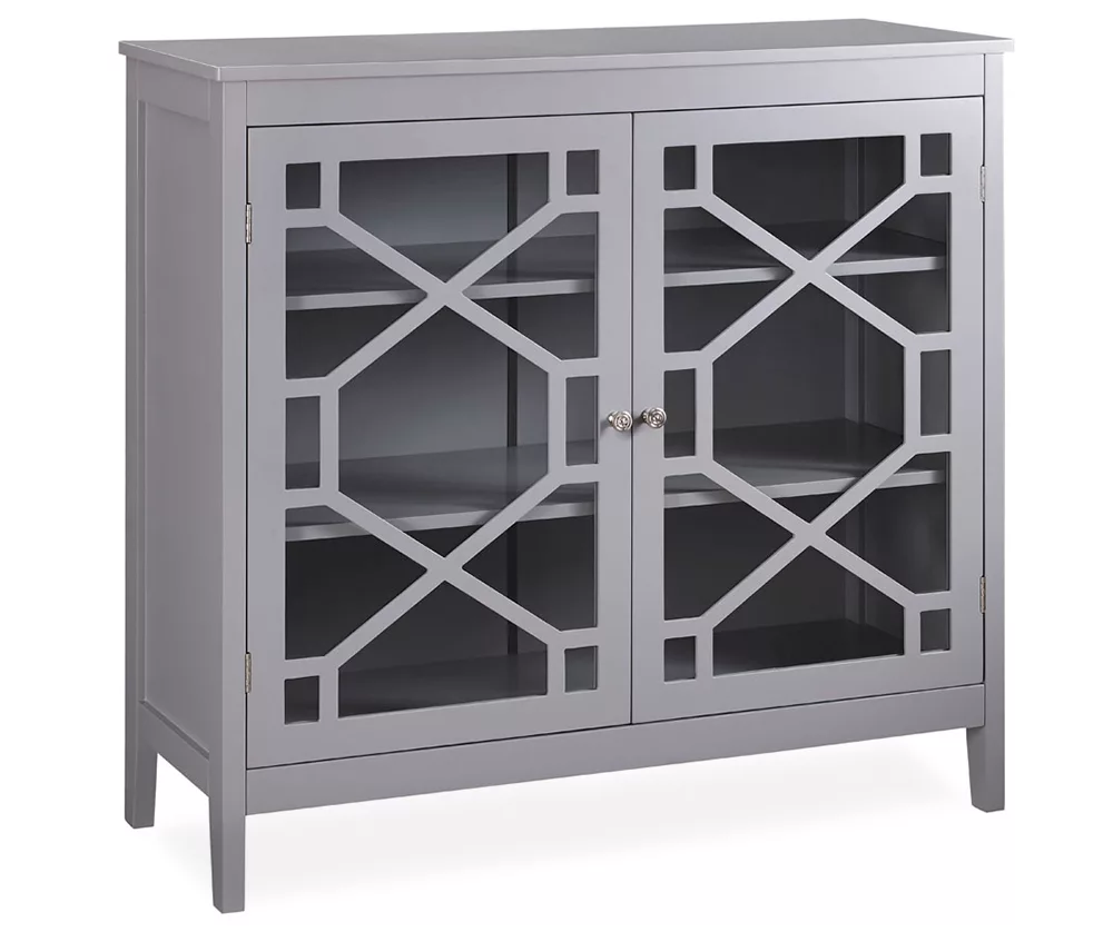 Ava Gray Geometric 2-Door Cabinet