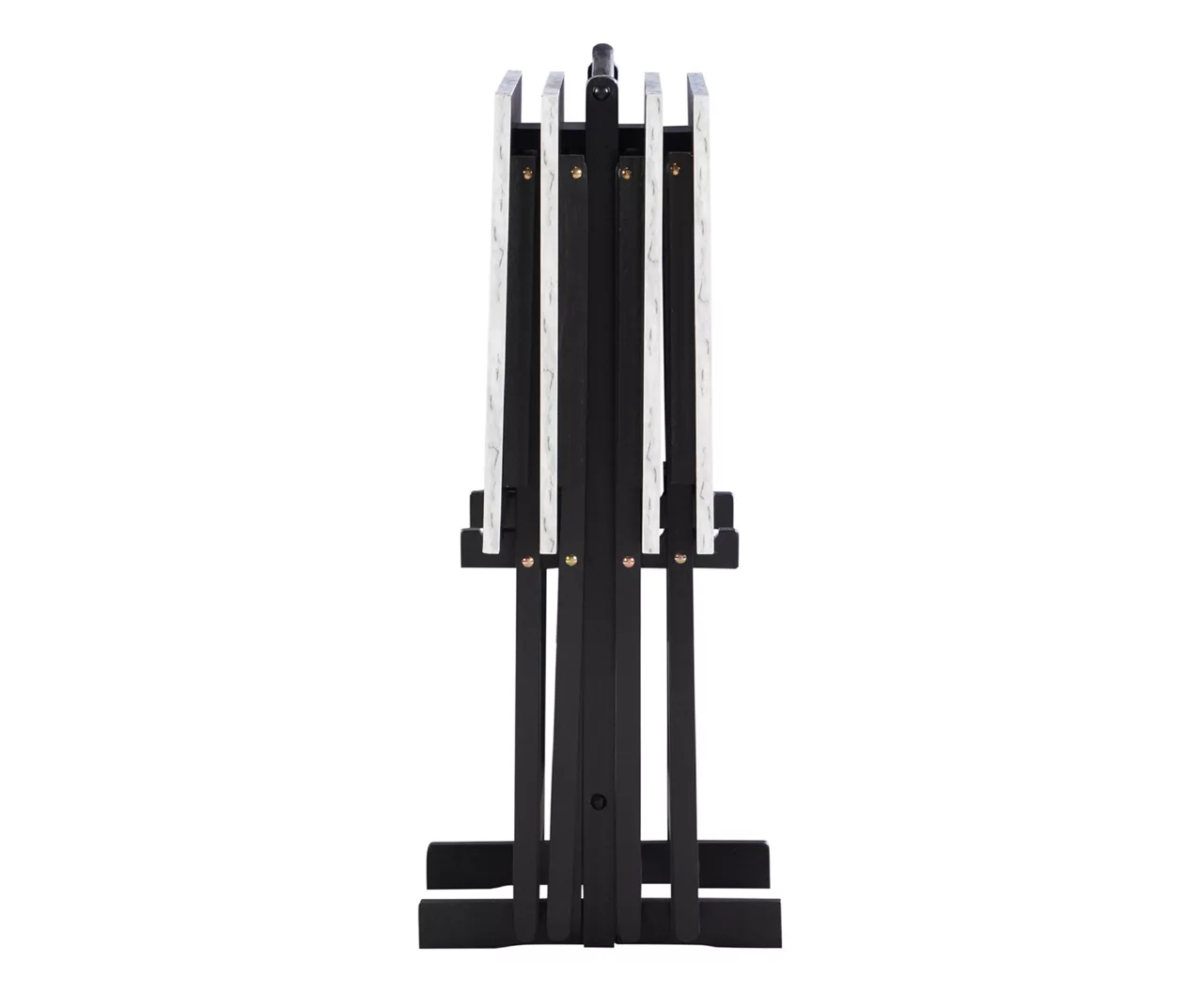 Davis White Faux Marble Tray Tables With Stand, 5-Piece Set - Image 10