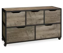 Rustic Rolling 5-Bin Storage Organizer
