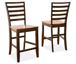 Abaco Brown Ladder Back Counter Stools, 2-Pack