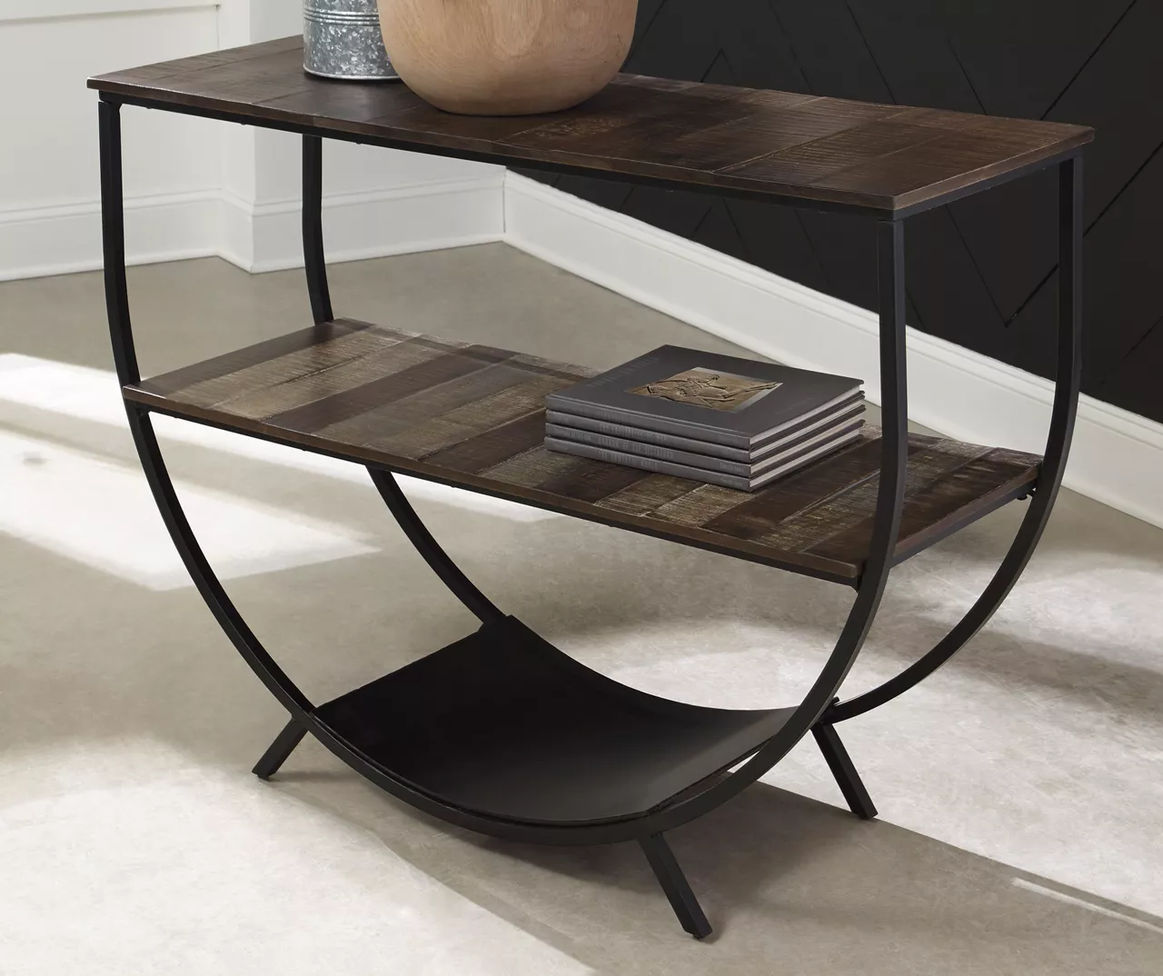 Lamoney Gray, White & Brown Slat Console Table - Image 2