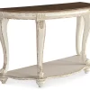 Realyn White & Brown Two-Tone Half-Circle Console Table