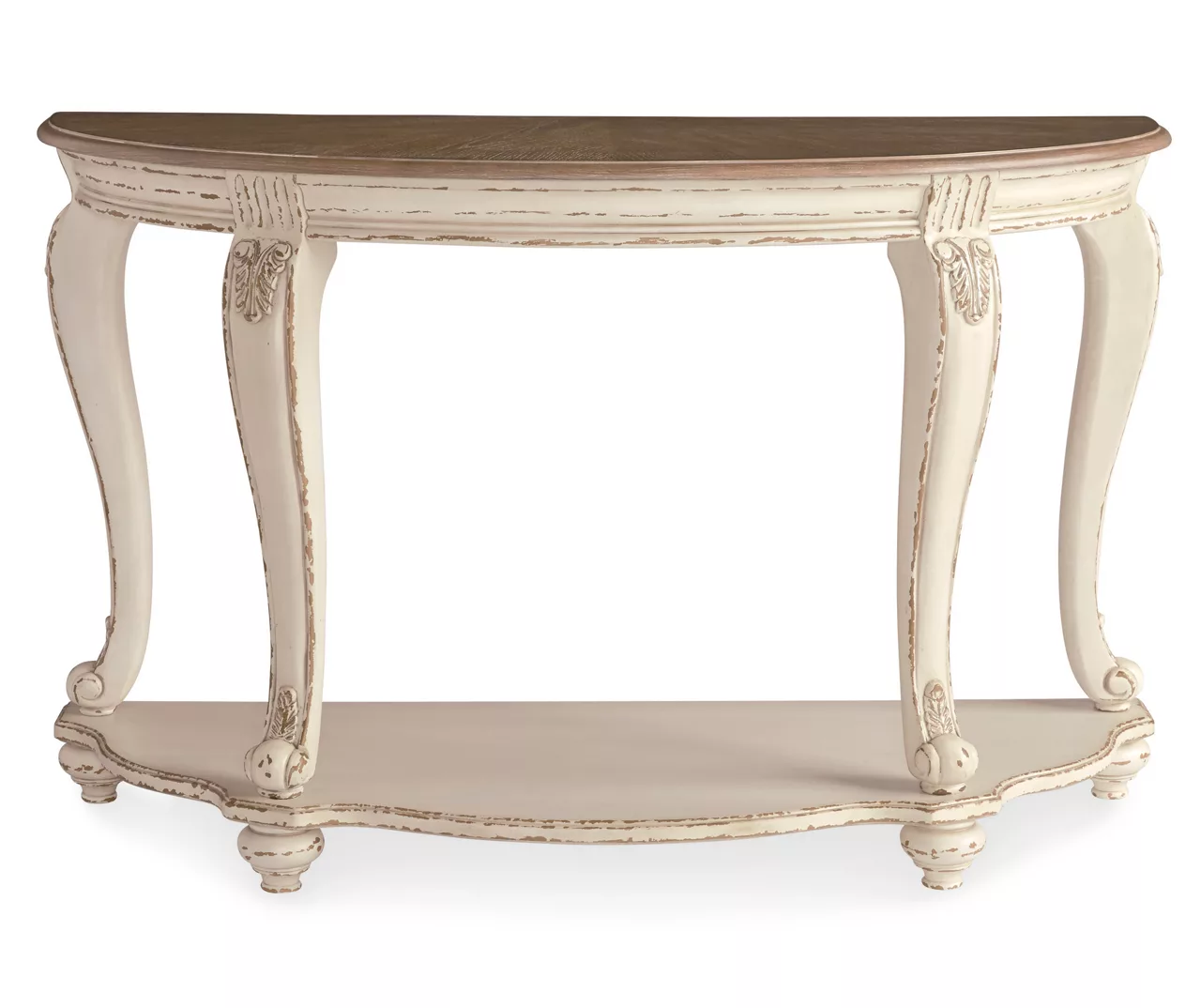 Realyn White & Brown Two-Tone Half-Circle Console Table - Image 2