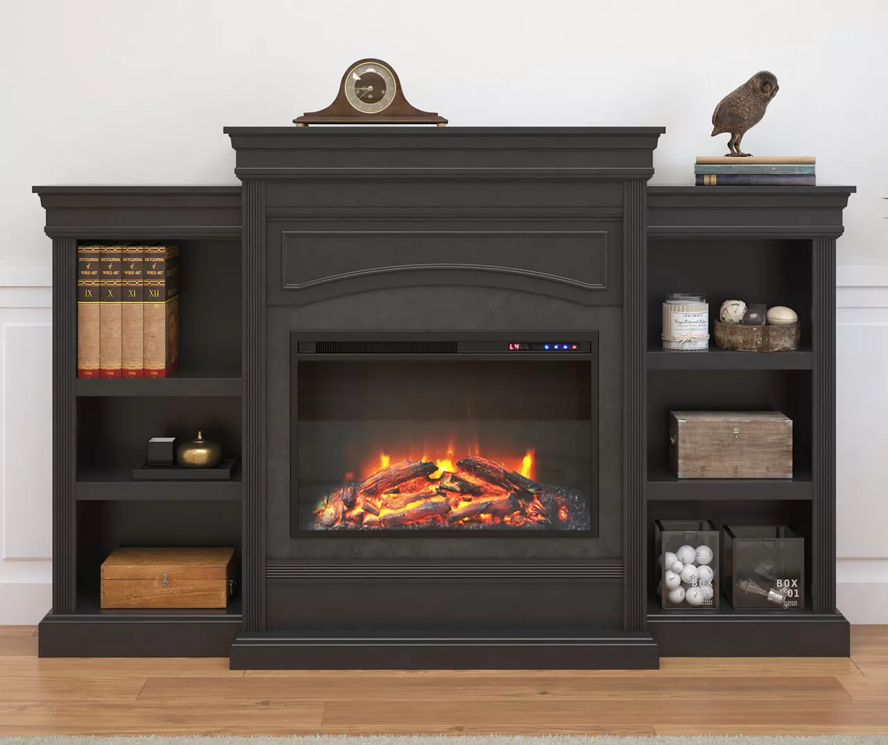 69" Shoreleaf Black Mantel Electric Fireplace - Image 3