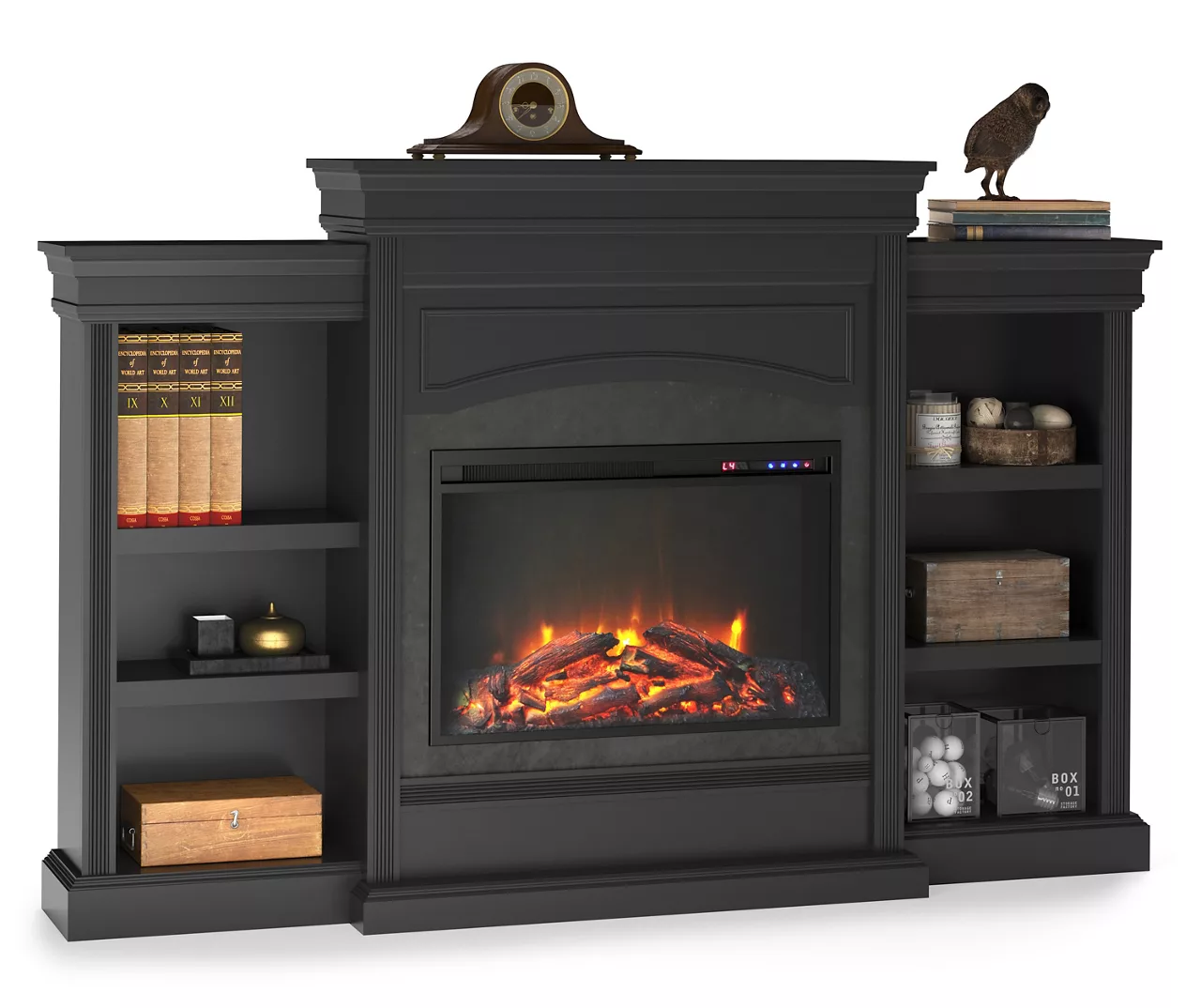 69" Shoreleaf Black Mantel Electric Fireplace - Image 2