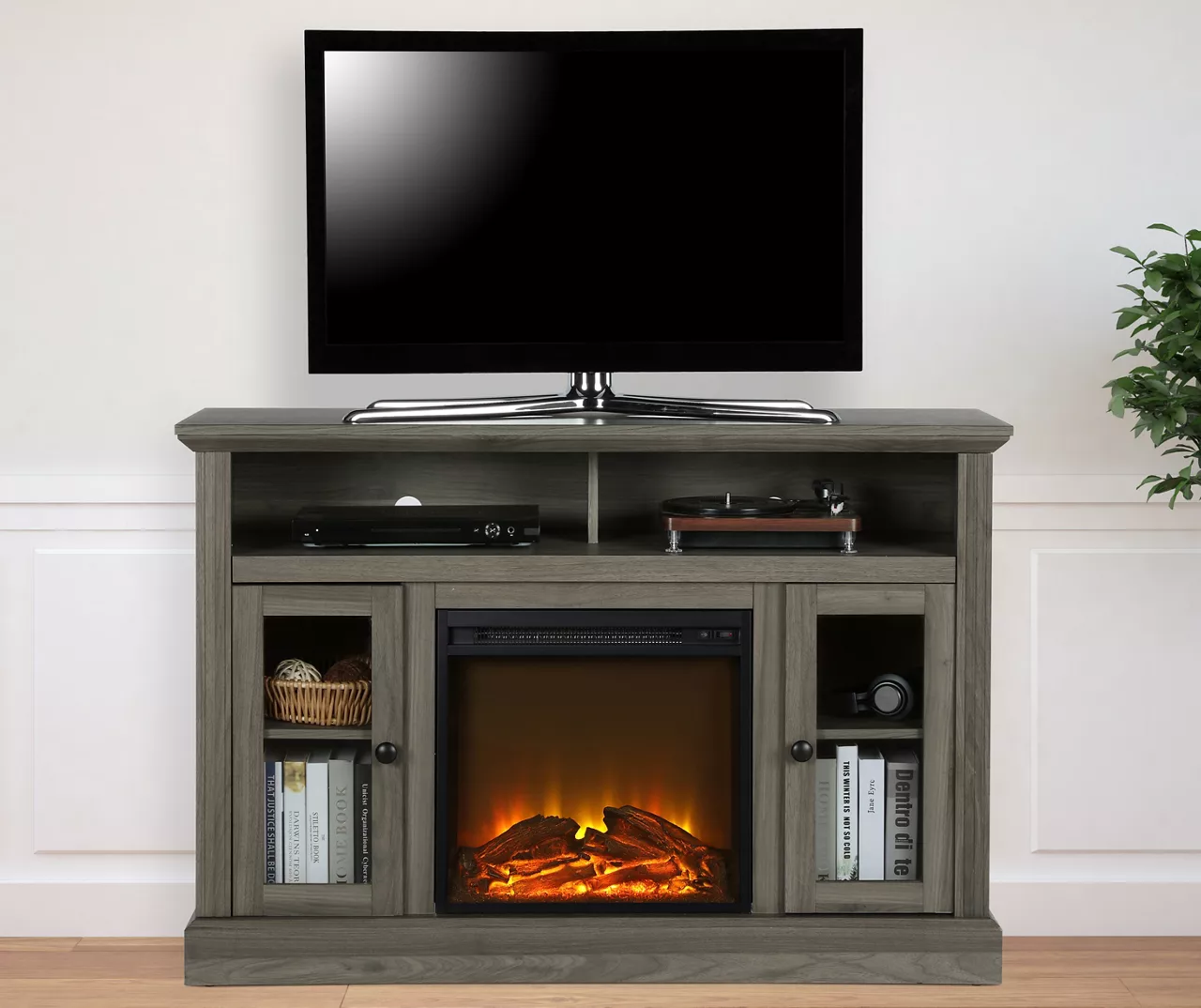 47" Grandcastle Rustic Gray Electric Fireplace Console - Image 3