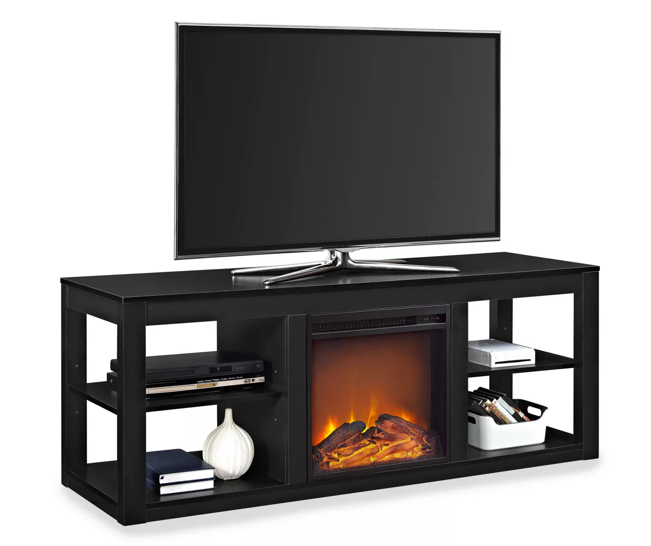 59" Roxbury Black Electric Fireplace Console