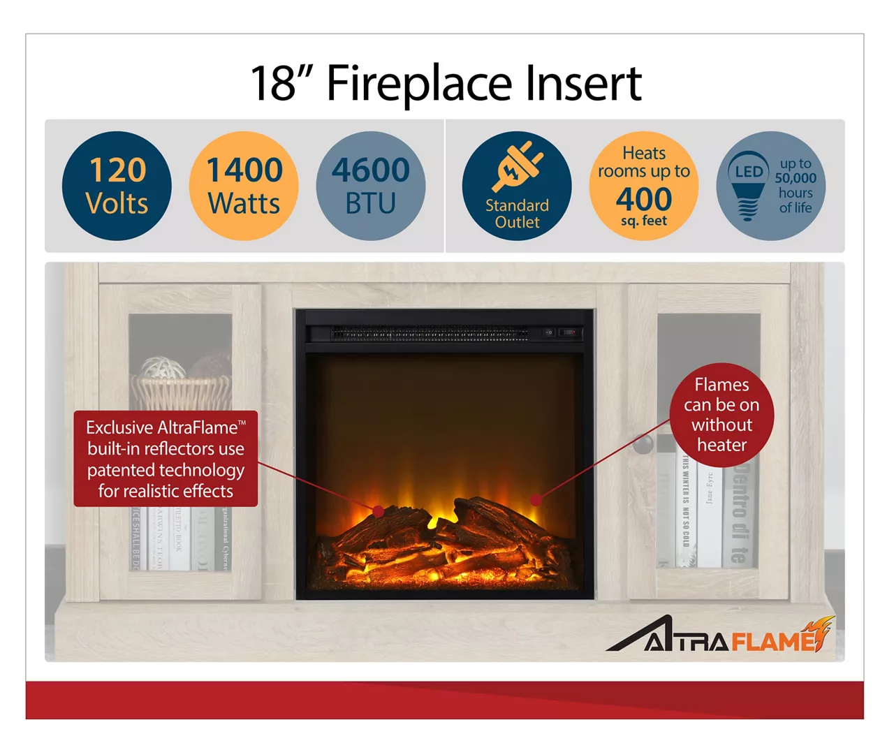 59" Roxbury Black Electric Fireplace Console - Image 3