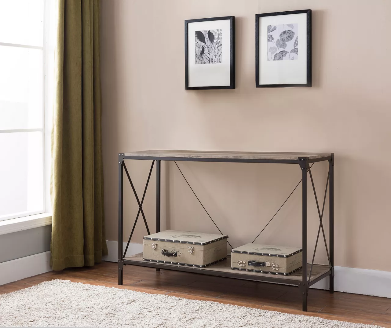 Brown & Black Metal Console Table - Image 2