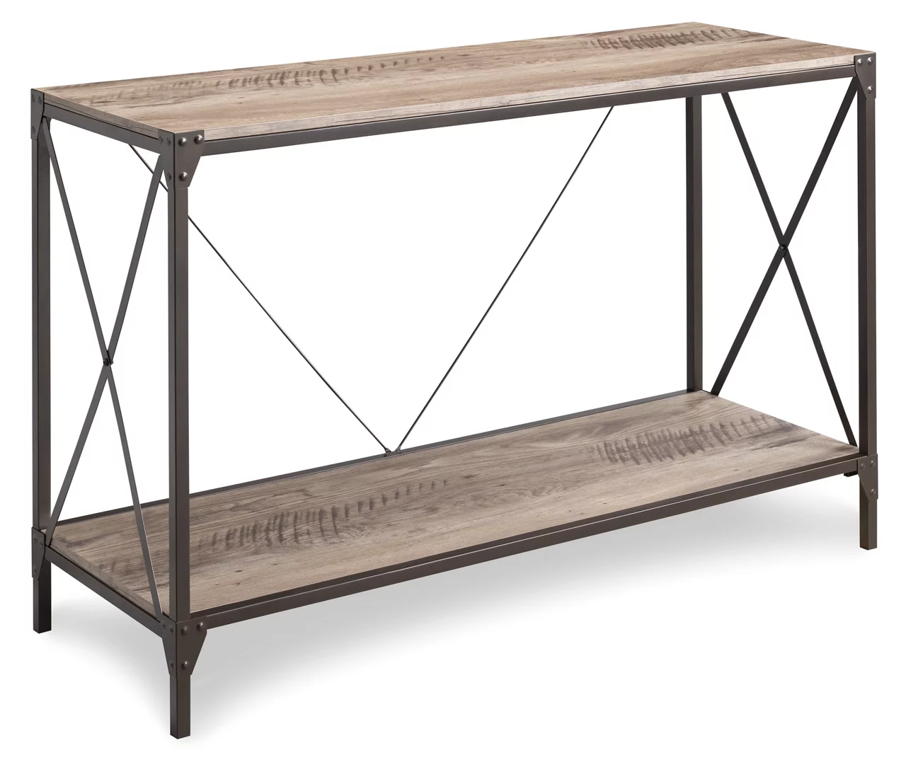 Brown & Black Metal Console Table
