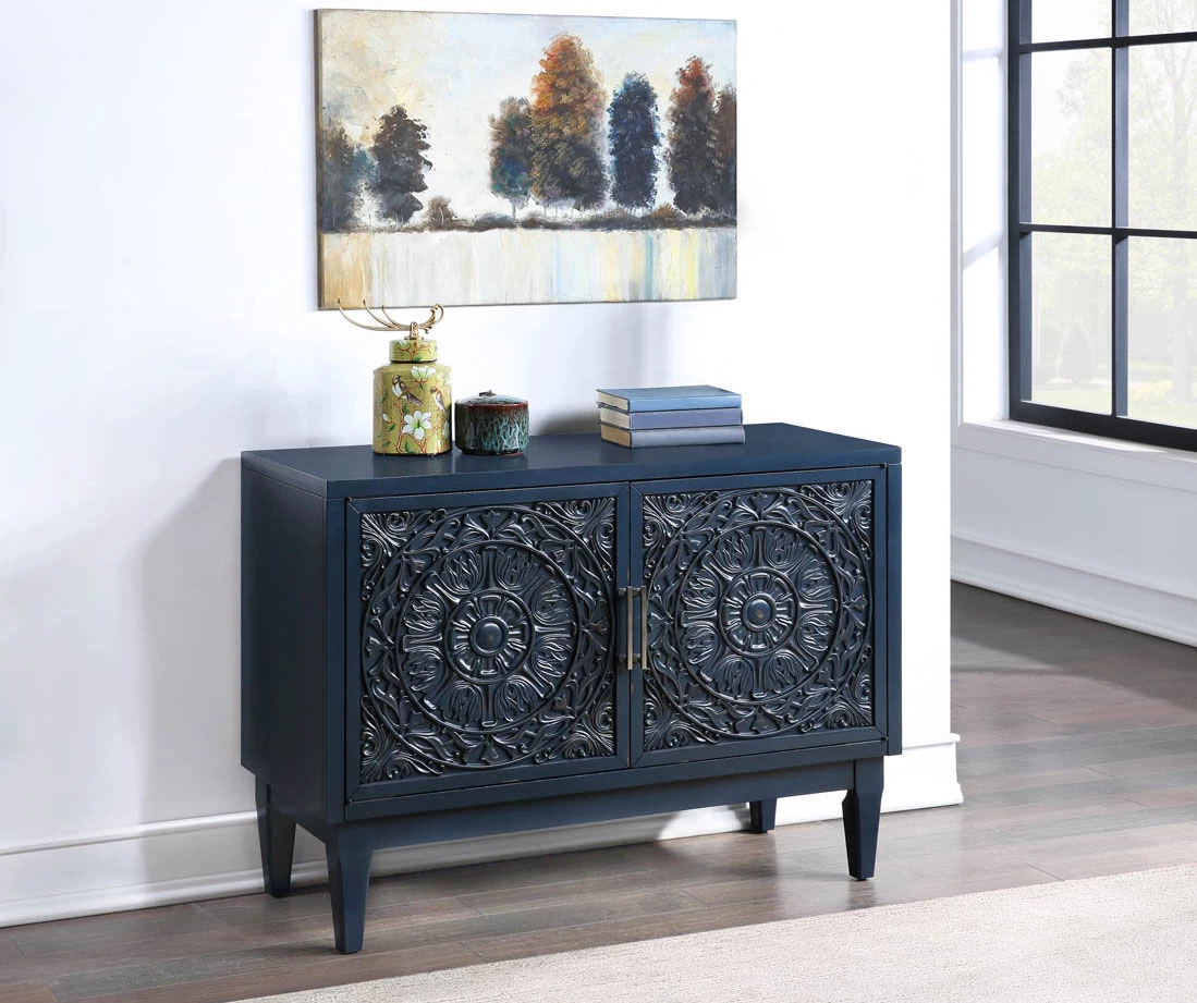 45.72" Riley Navy Blue 2-Door TV Console Table - Image 2