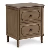 Brown Veneer 2-Drawer Nightstand