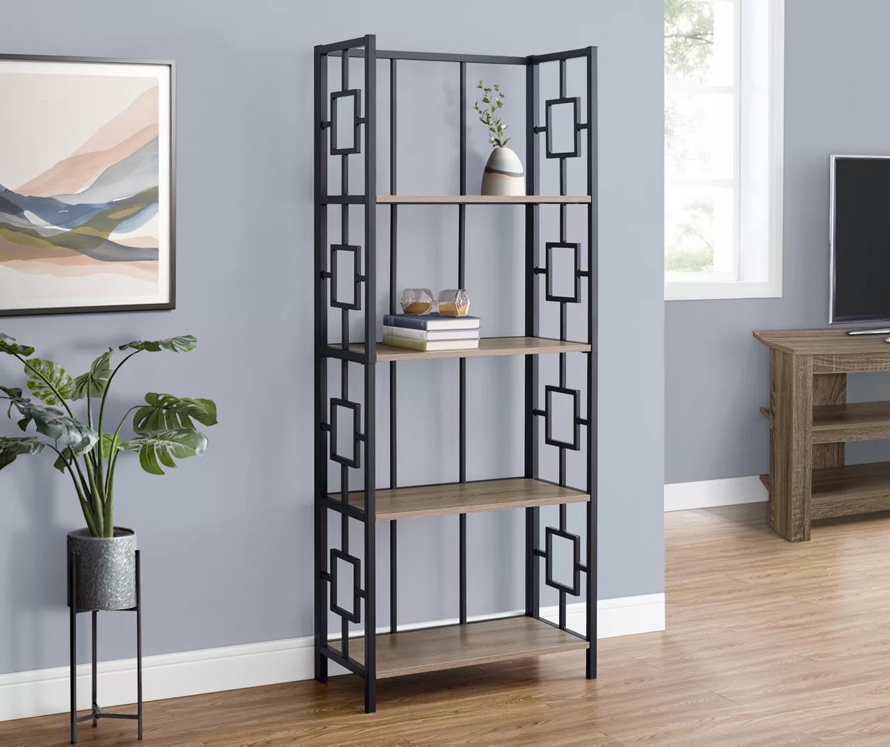 Dark Taupe Square 4-Shelf Open Bookcase - Image 2