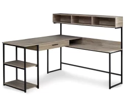 Dark Taupe & Black L-Shaped Corner Desk