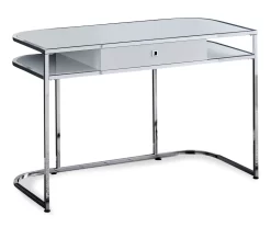 White & Silver Chrome Office Desk