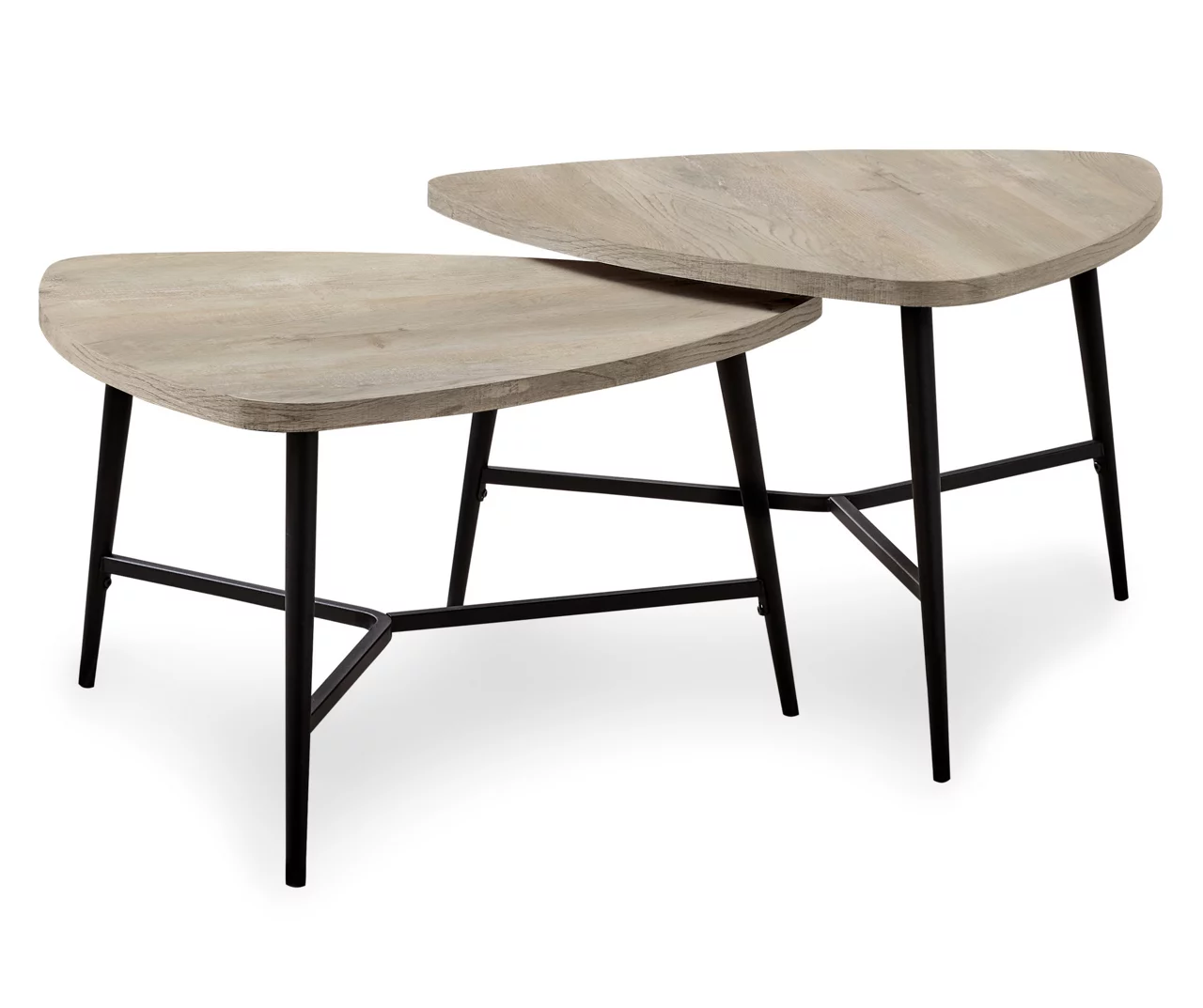 Taupe Reclaimed Triangular 2-Piece Nesting Table Set