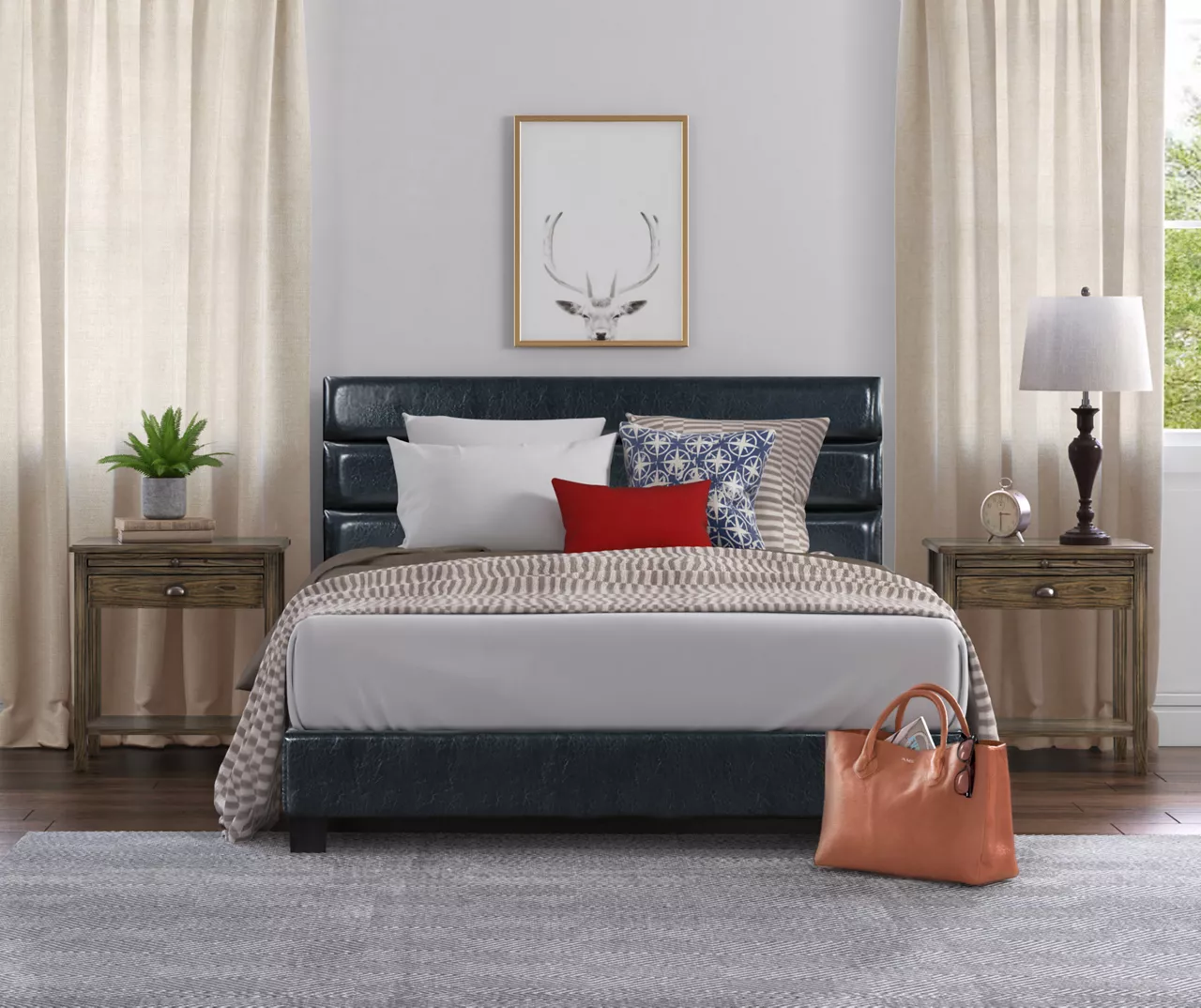 Black Hudson Queen Leather Upholstered Bed - Image 14