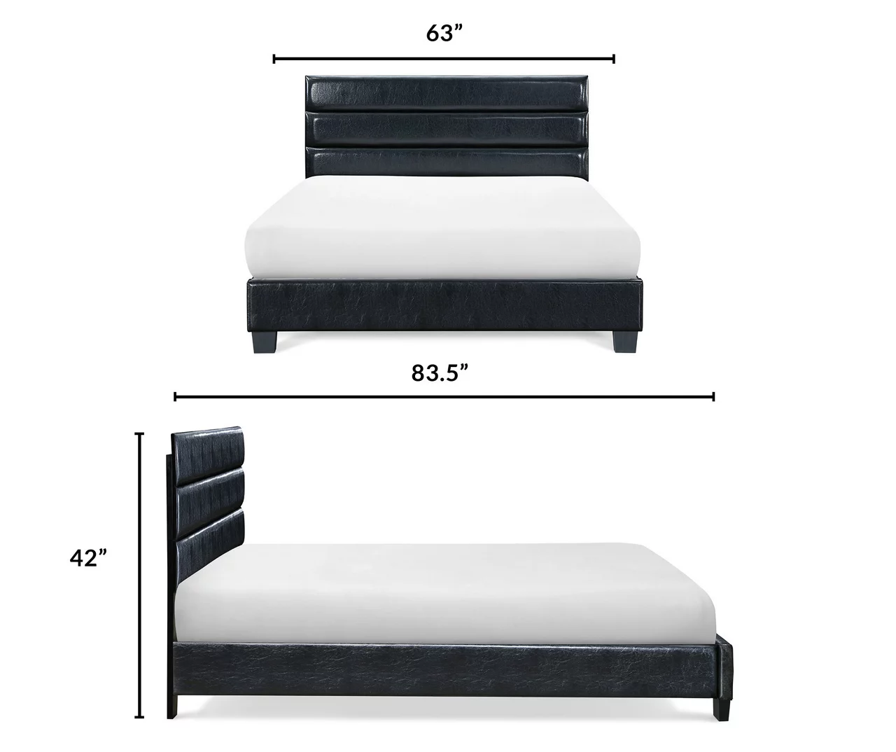 Black Hudson Queen Leather Upholstered Bed - Image 12