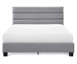 Gray Hudson Queen Upholstered Linen Fabric Bed