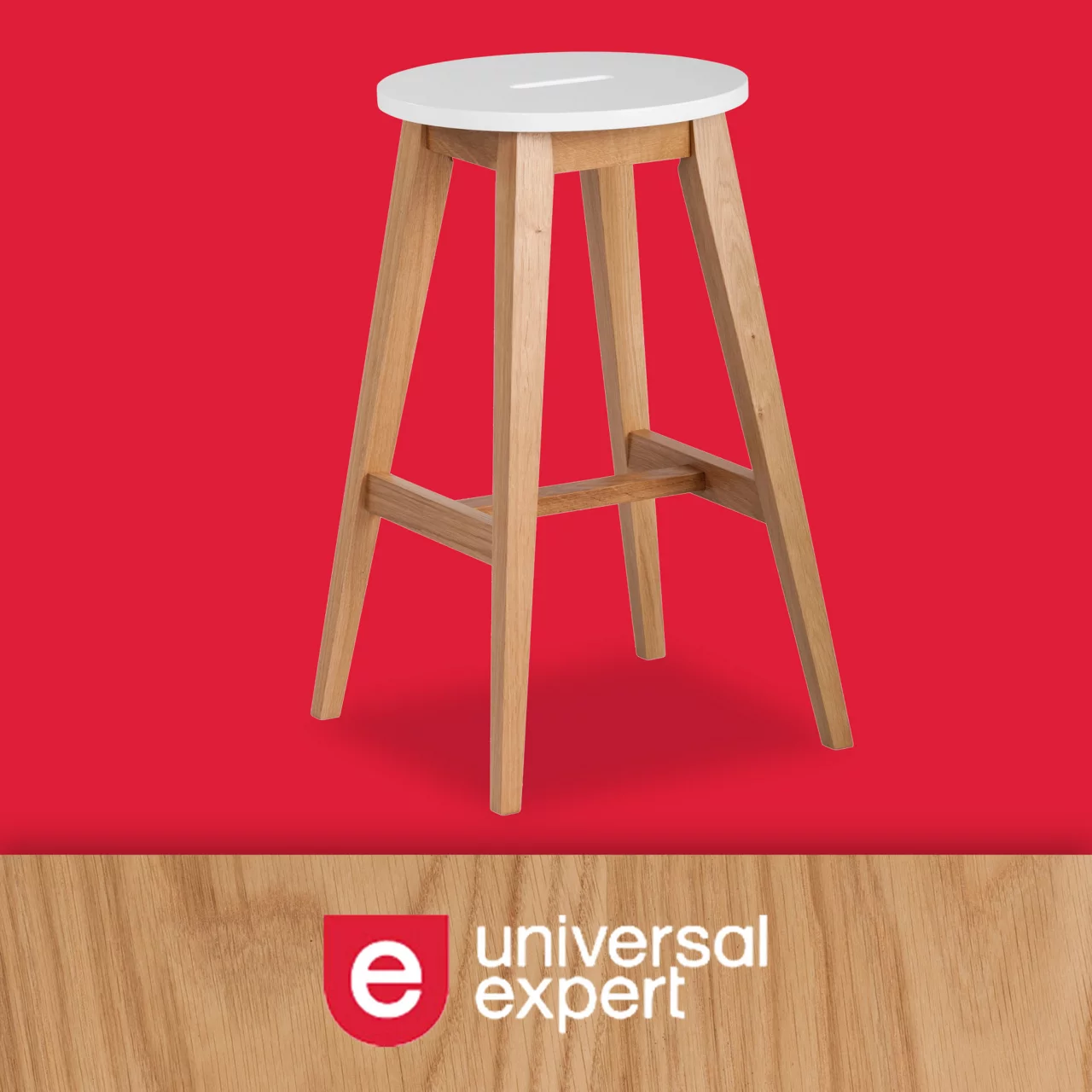 25.59" Oak & White Abacus Wood Counter Stool - Image 7