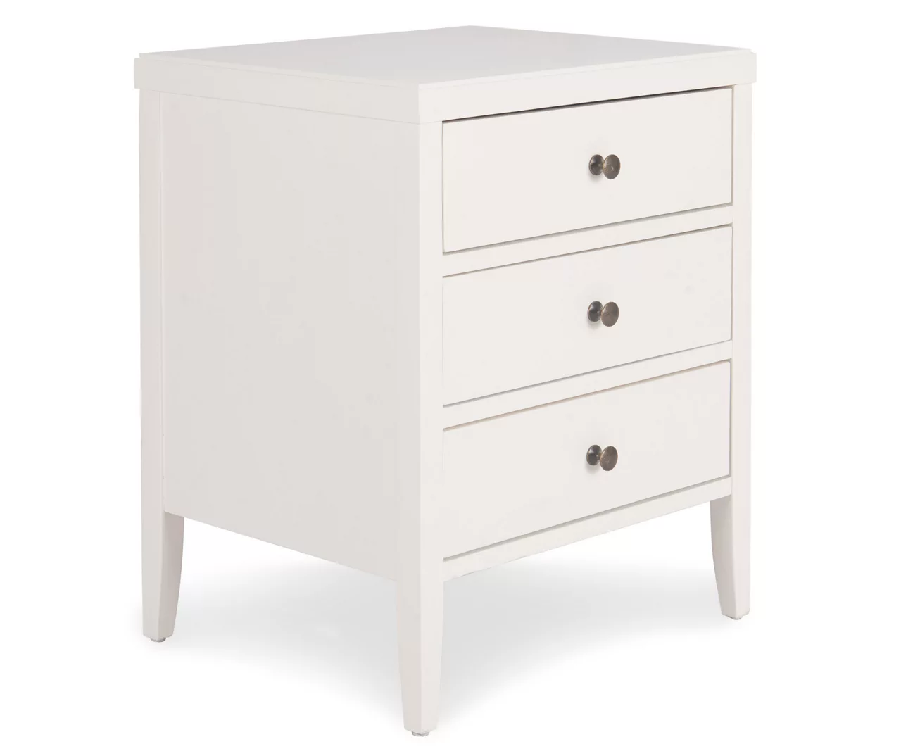 White Finley Wood 3-Drawer Nightstand