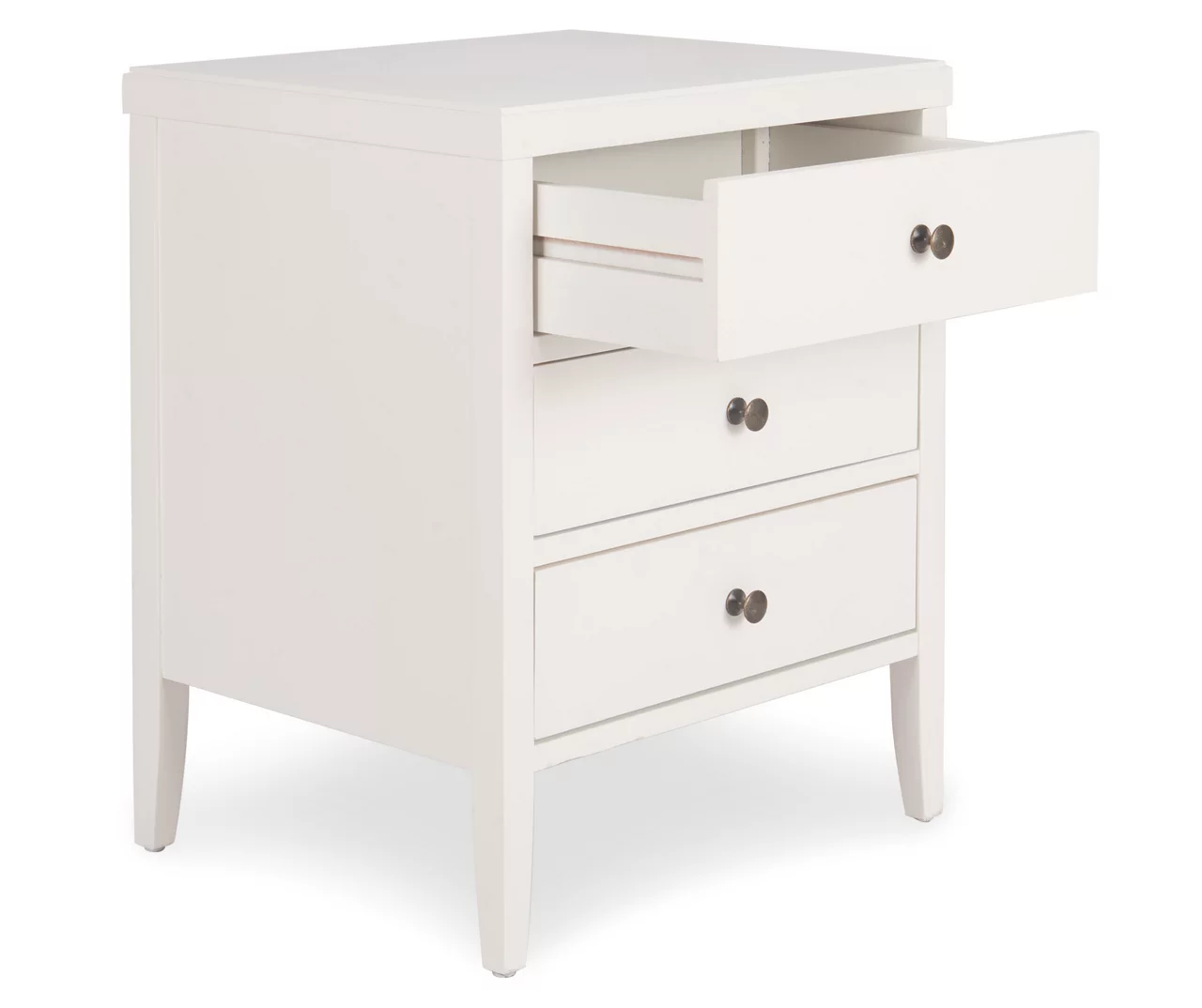 White Finley Wood 3-Drawer Nightstand - Image 6