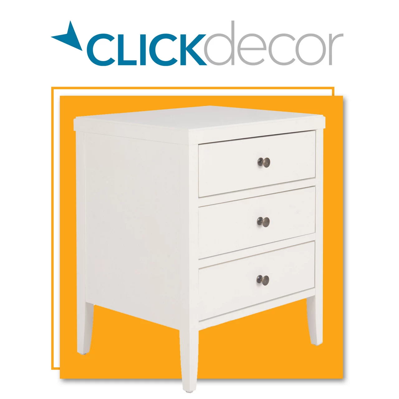 White Finley Wood 3-Drawer Nightstand - Image 2