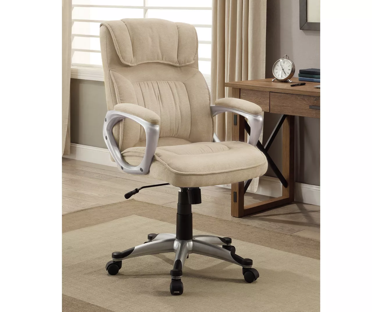 Fawn Tan Linen Executive Office Chair - Image 6
