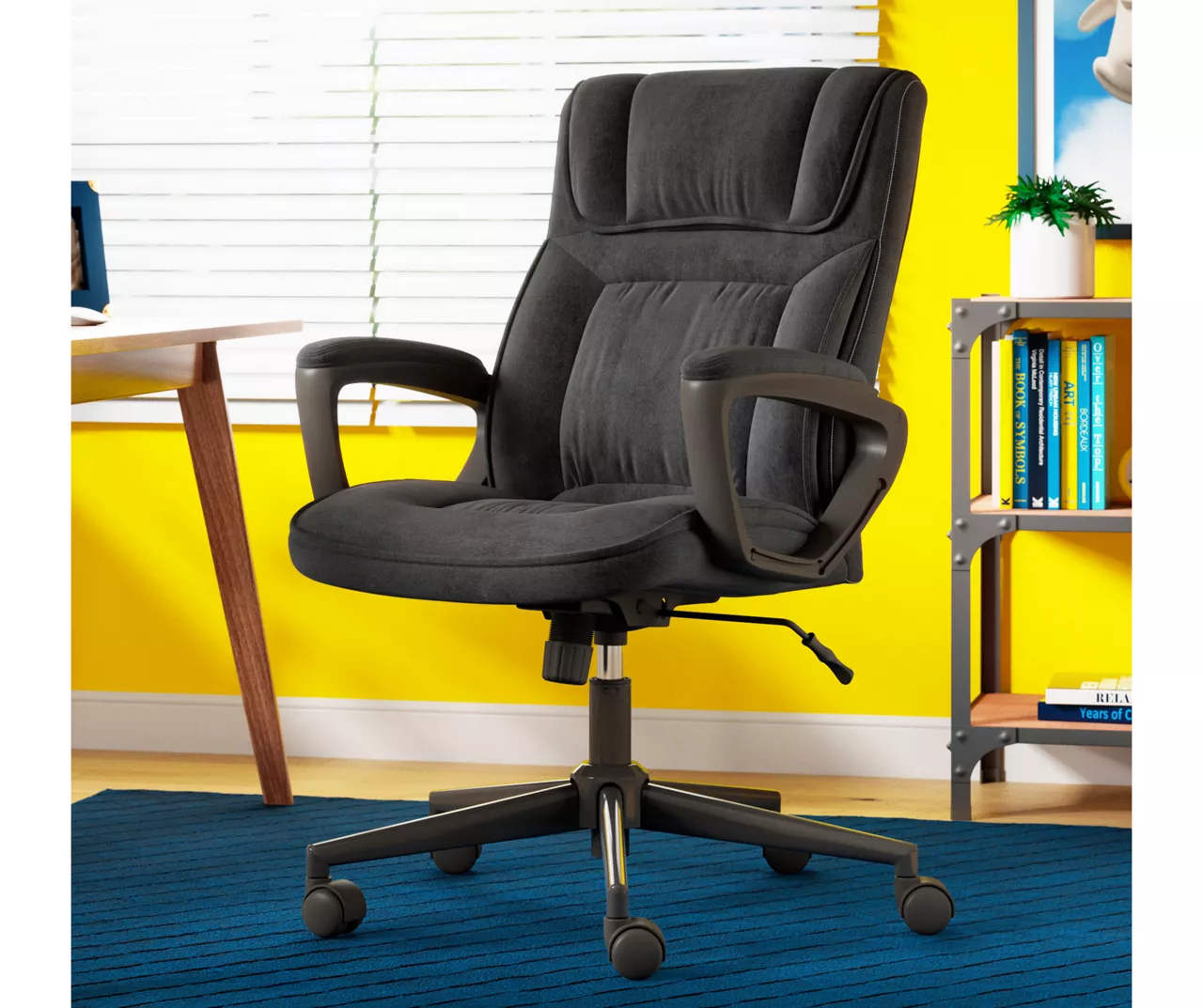 Hannah Charcoal Gray Microfiber Office Chair - Image 3
