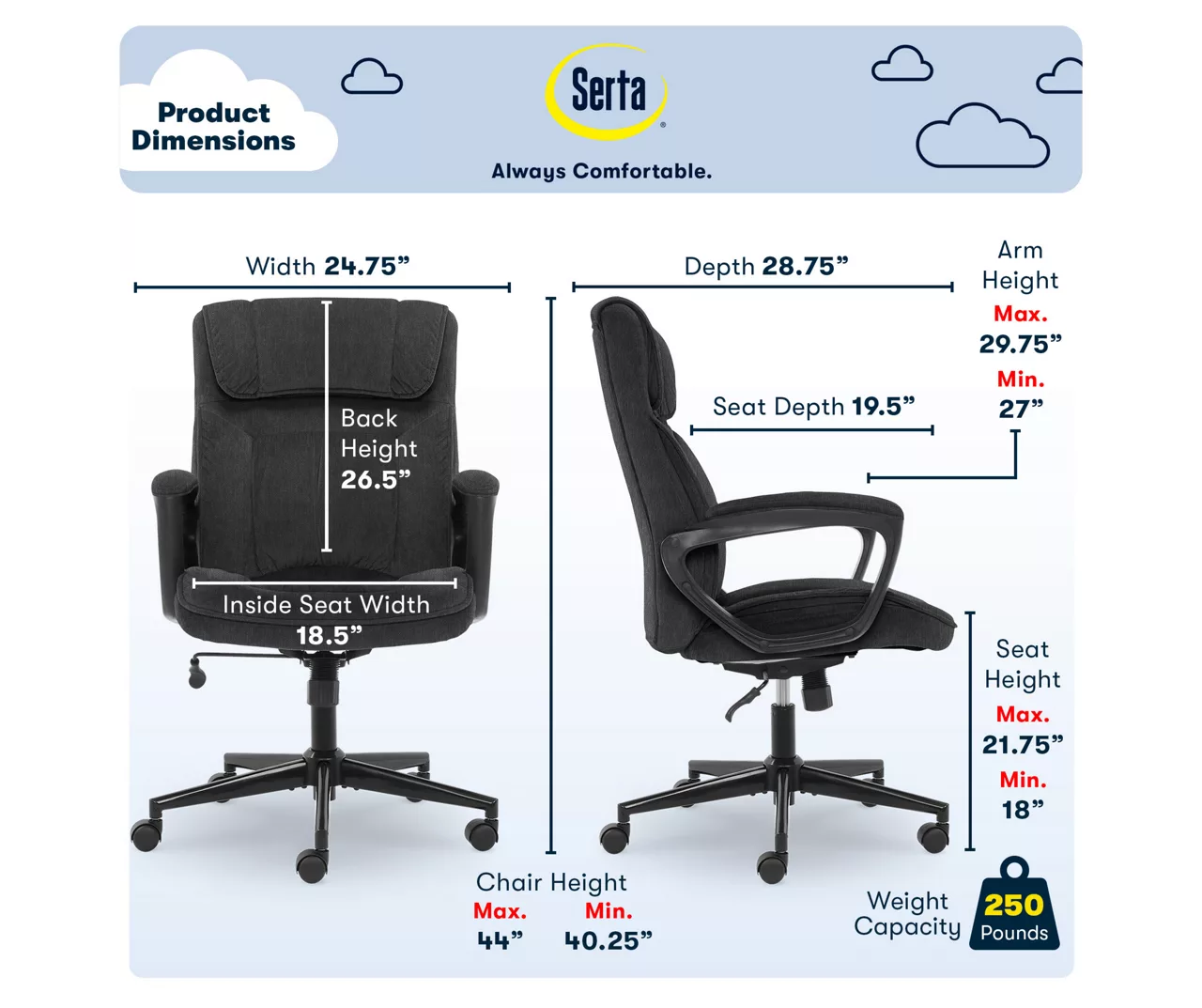 Hannah Charcoal Gray Microfiber Office Chair - Image 12