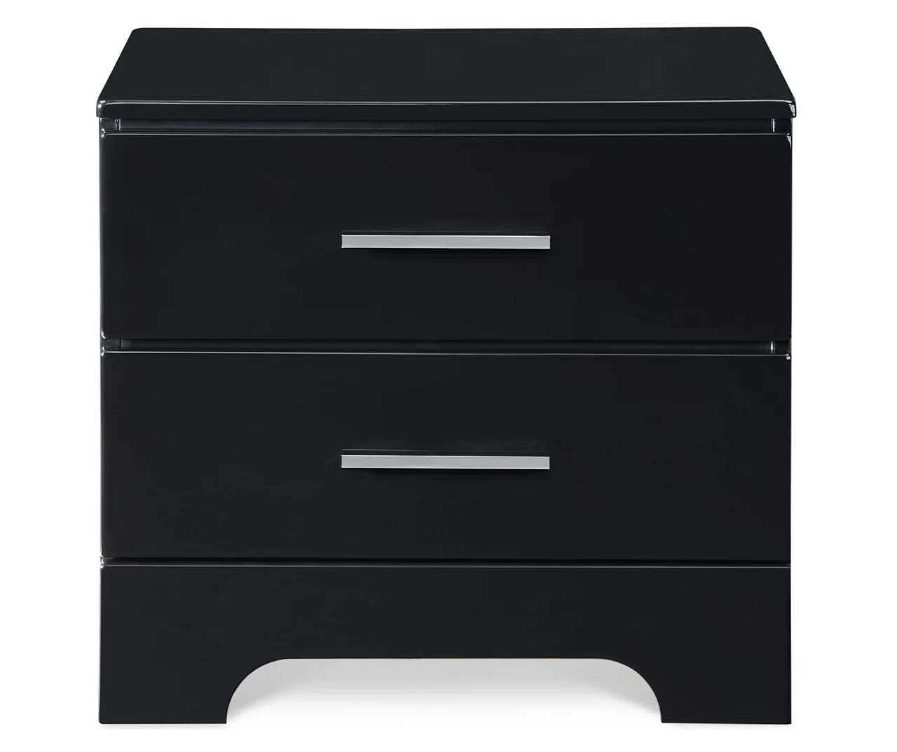 Black Hudson 2-Drawer Wood Nightstand